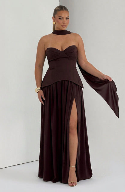 Robe Maxi Opaline - Brun Prune