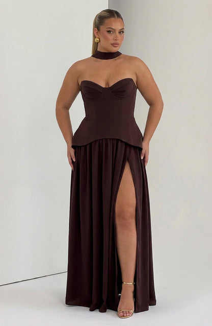 Robe Maxi Opaline - Brun Prune